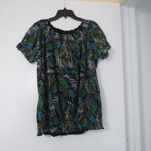 SIZE 2X PLUS SCOOP-NECK SHORT-SLEEVE TOP/BLOUSE